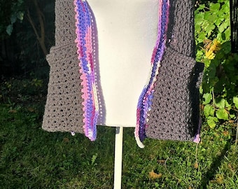 Crochet Pocket Shawl: Handmade Granny Stitch Boho Wrap - Acrylic