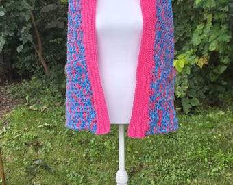 Crochet Baby Shower Shawl: Pink & Blue Gender Reveal, Handmade