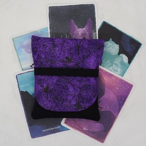 Bolsa de cartão oráculo com glitter roxo para Halloween e Samhain em tamanho médio
