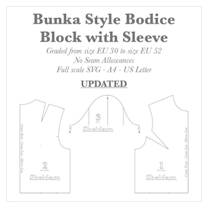Basic Bodice & Sleeve Sewing Pattern PDF | Bunka Style Sloper | Digital Download | DIY Dressmaking Block