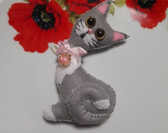 cat felt ornament, felt decoration, felt cat, home deco, Christmas tree decoration, gift, hanging decoration