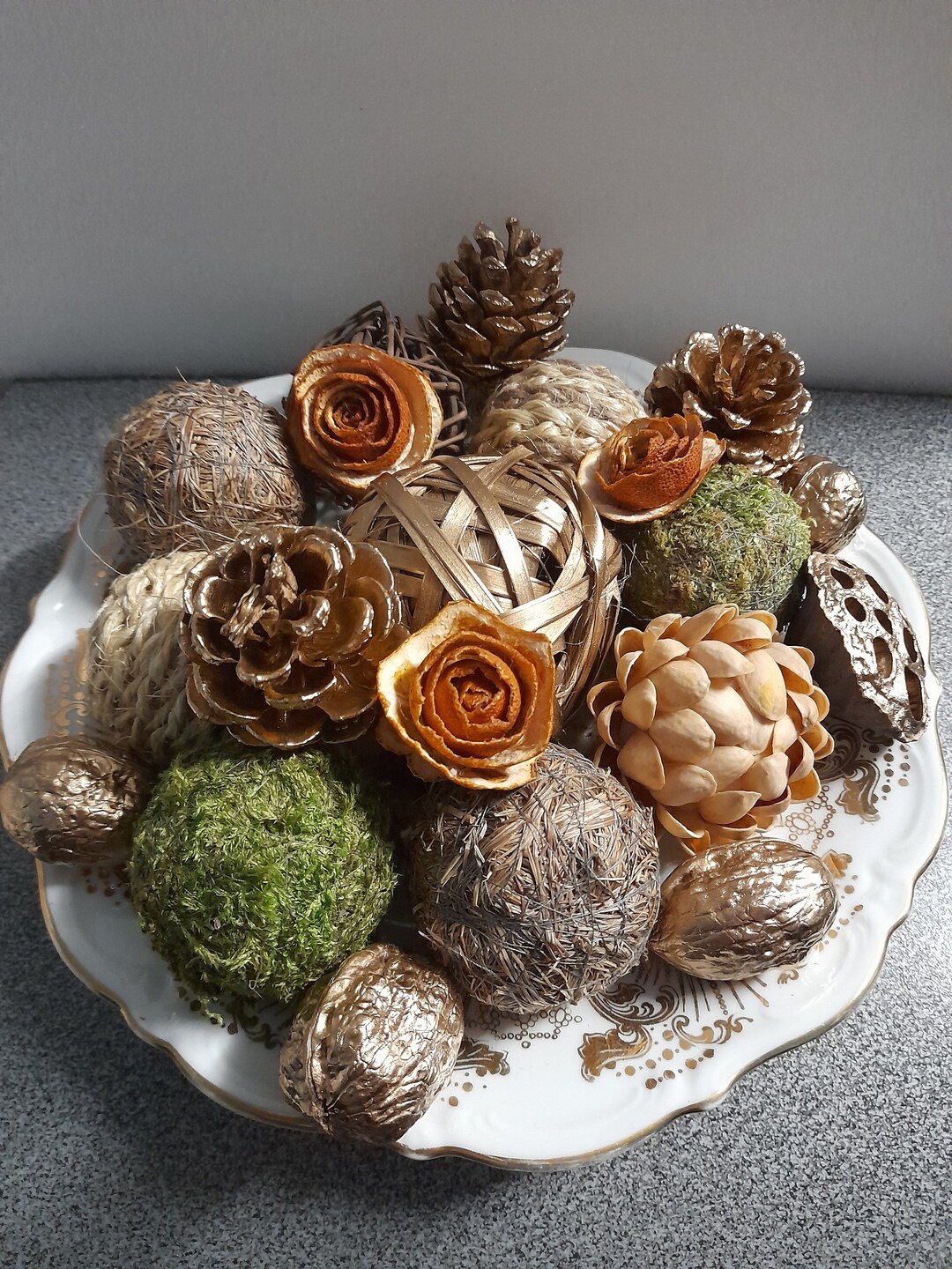 Decorative Balls for Bowls, Table Centerpiece, Natural Home Decor