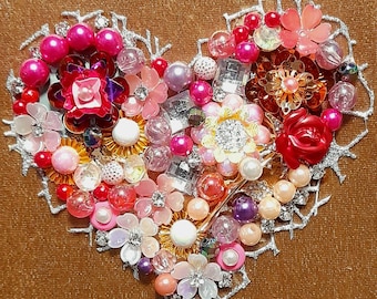 Jeweled framed jewelry art, valentine&#39;s day heart, rhinestone decoration, home deco, gift
