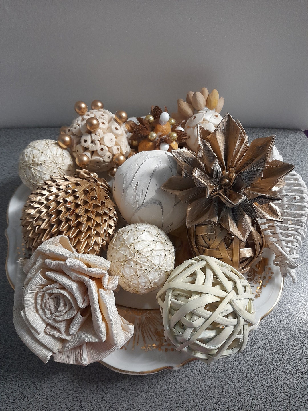 Decorative Balls for Bowls, Table Centerpiece, Natural Home Decor