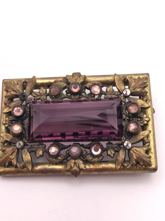 1920s Neiger Brothers Brooch with Purple/Amethyst… - image 8