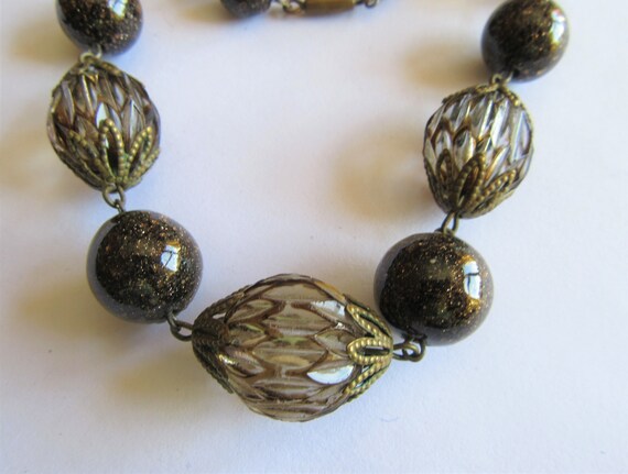 1920s - 1930s Art Deco Venetian Aventurine necklac