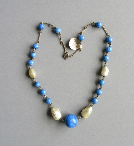 Louis Rousselet Blue & Pearl necklace