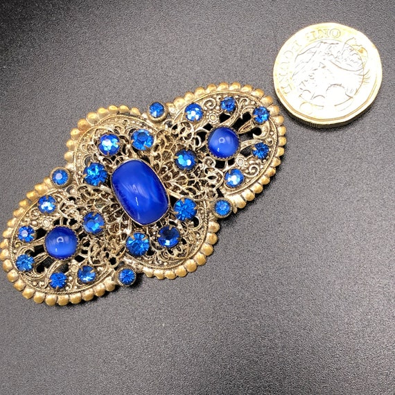 Buy Neiger Czech 1920s/30s Oval Filigree Brooch With Sapphire Blue 