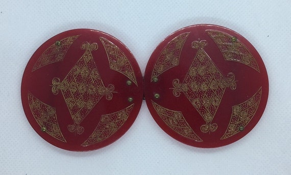Art Deco red celluloid vintage buckle 1920s-30s