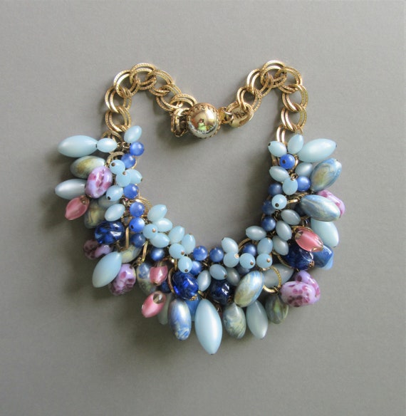 1950s Blue Festoon drip Necklace