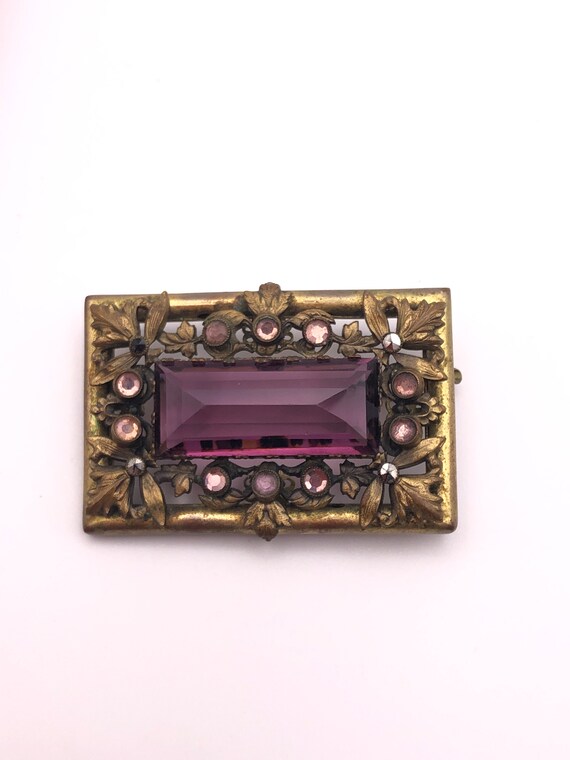 1920s Neiger Brothers Brooch with Purple/Amethyst… - image 5