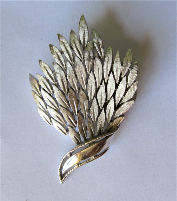 1950s Trifari Silver Leaf Brooch