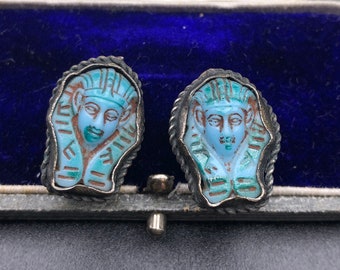 Neiger? Art Deco Egyptian Revival Pharaoh Clip on Earrings