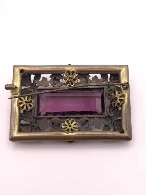 1920s Neiger Brothers Brooch with Purple/Amethyst… - image 6