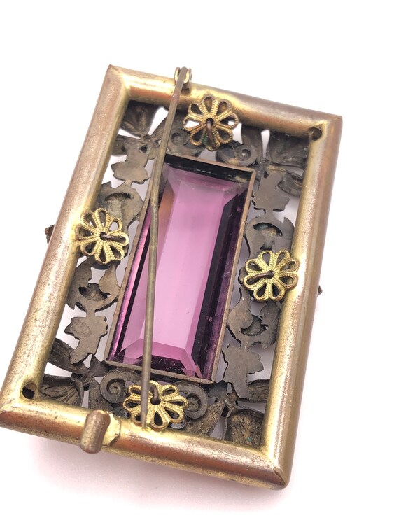 1920s Neiger Brothers Brooch with Purple/Amethyst… - image 4