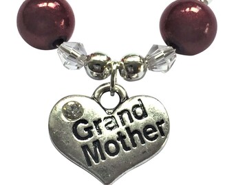 Grandmother Wine Glass Charm with Gift Card Handmade by Libby's Market Place