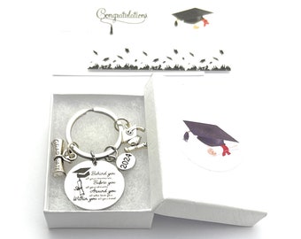 Graduation 2024 Message Round Keyring with Graduation Gift Card - 4 Gift Options
