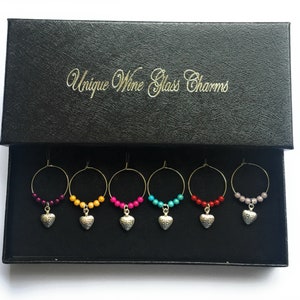 Celtic Hearts Wine Glass Charms with Small Beads by Libby&#39;s Market Place