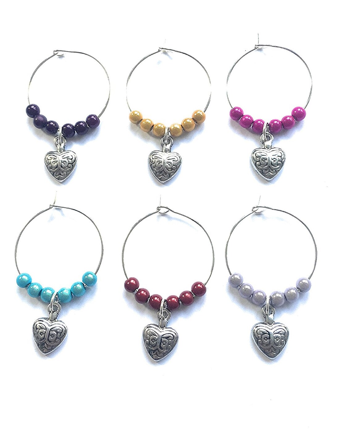 Libby's Market Place Set Of 6 Dog Lovers Design Wine Glass Charms With Gift Box