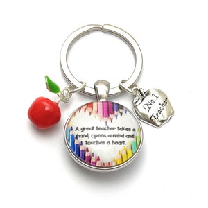 Teacher Keyring with Red Apple Charm comes with 4 Options and Gift Card