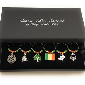 Ireland Irish Wine Glass Charms Handmade by Libby&#39;s Market Place