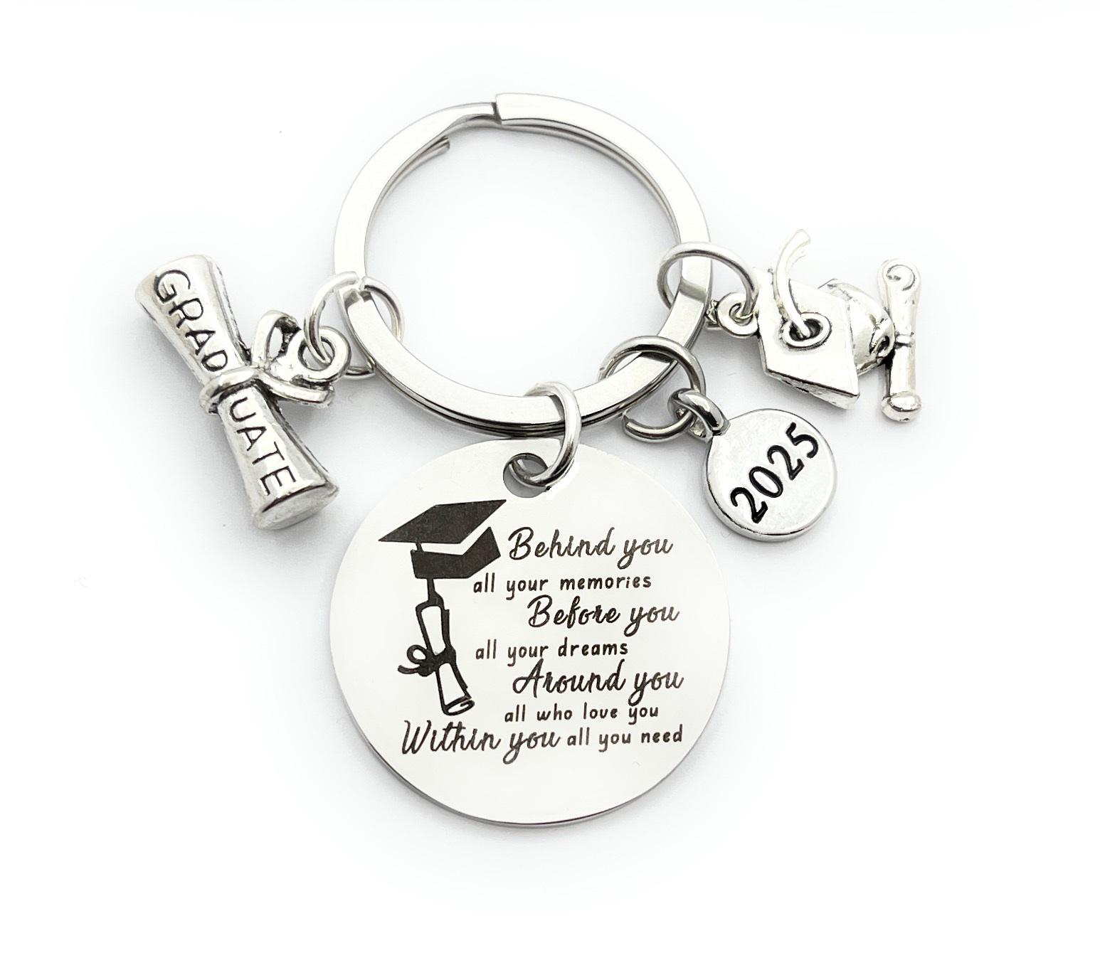 Graduation 2025 Message Round Keyring With Graduation Gift