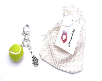 Tennis Ball and Racket Keychain with 3 Gift Options