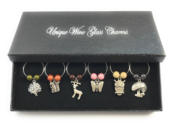 Libby's Market Place 6x Handgefertigte Wein Glas Charms Für Mädchen – Mit Perlen, Ø 2,5 Cm, In Geschenktasche