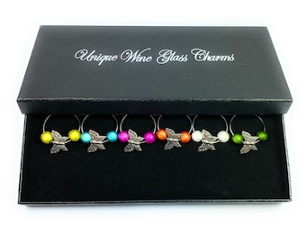 Set of 6 Butterfly Wine Glass Charms by Libby's Market Place