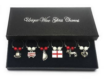 England English Wine Glass Charms Handmade by Libby's Market Place