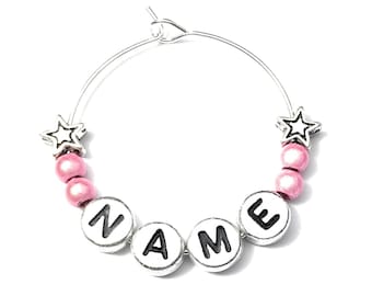 Personalized Wine Glass Charms with Stars – Custom Name Drink Markers