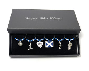 Scotland 2024 Football Wine Glass Charms with 4 Gift Options
