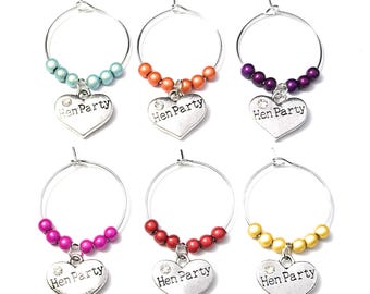 Hen Party Gifts Wine Glass Charms – Bridal Shower Table Decor - Team Bride