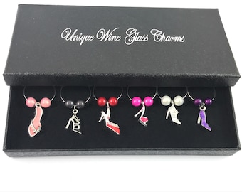 Shoe Lovers Wine Glass Charms with 3 Gift Options by Libby's Market Place