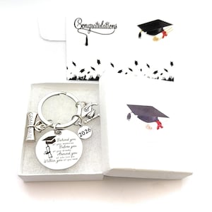 Graduation 2026 Keyring with Gift Card – Stainless Steel Message Charm