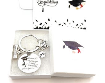 Graduation 2026 Keyring with Gift Card – Stainless Steel Message Charm
