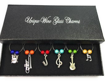 Music Wine Glass Charms Handmade by Libby's Market Place