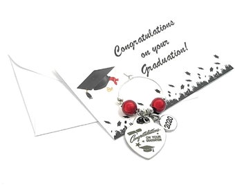 Felicitaciones por su graduación 2021 Glass Charm - 4 opciones de regalo