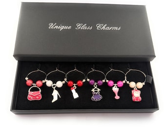 Girl's Favourite Things Wine Glass Charms Handmade by Libby's Market Place