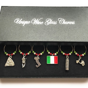 Set of 6 Italy Wine Glass Charms by Libby&#39;s Market Place