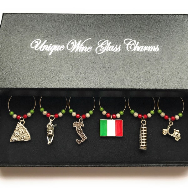 Set of 6 Italy Wine Glass Charms by Libby's Market Place