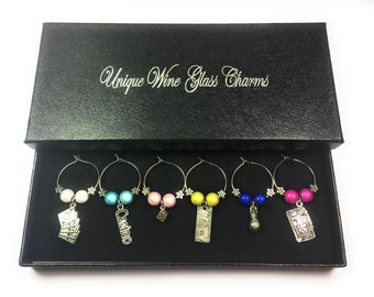 Set of 6 Handmade Casino Wine Glass Charms
