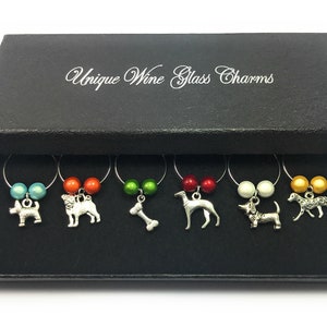 Dog Lovers Wine Glass Charms by Libby's Market Place Gift Box