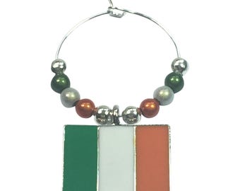 Irish Flag Ireland Theme Wine Glass Charm with 4 Gift Options