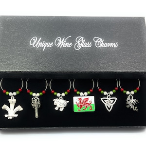 Wales Welsh Wine Glass Charms by Libby&#39;s Market Place