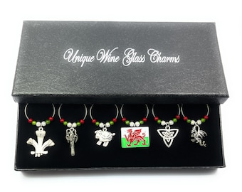 Wales Welsh Wine Glass Charms by Libby's Market Place