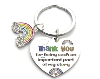 Heart Teacher Keyring: Rainbow Charm, Thank You Gift