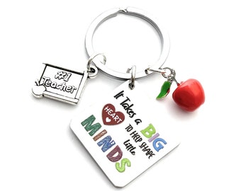 Teacher Keyring: No1 Charm & Red Apple, Thank You Gift