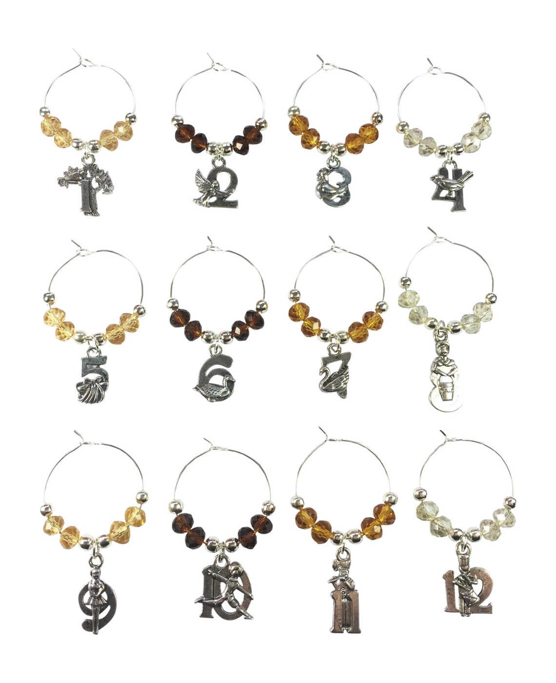 Set of 12 Twelve Days of Christmas Wine Glass Charms by - Etsy