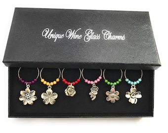 Collection of Flowers Wine Glass Charms